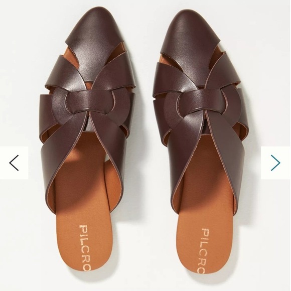 Anthropologie Shoes - Pilcro Leather Twisted Slip On Slide Mules Flat Sandals Brown Women's 39 US 8.5